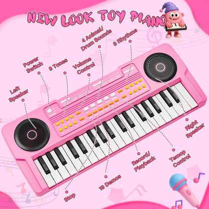 MusicForset thirty seven key children learning instrument side angle showing compact sleek profile