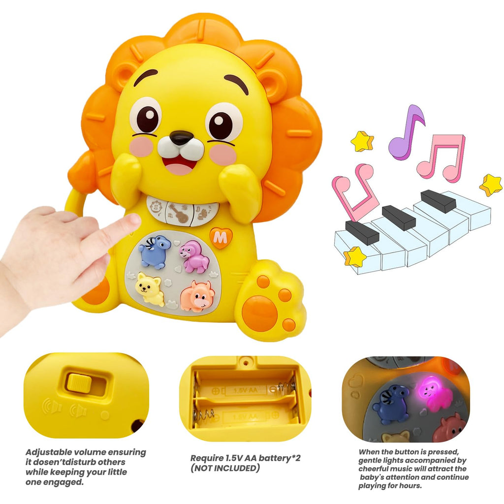 PYYCZA infant electronic music toy demonstrating the interactive illuminated keys and safety design