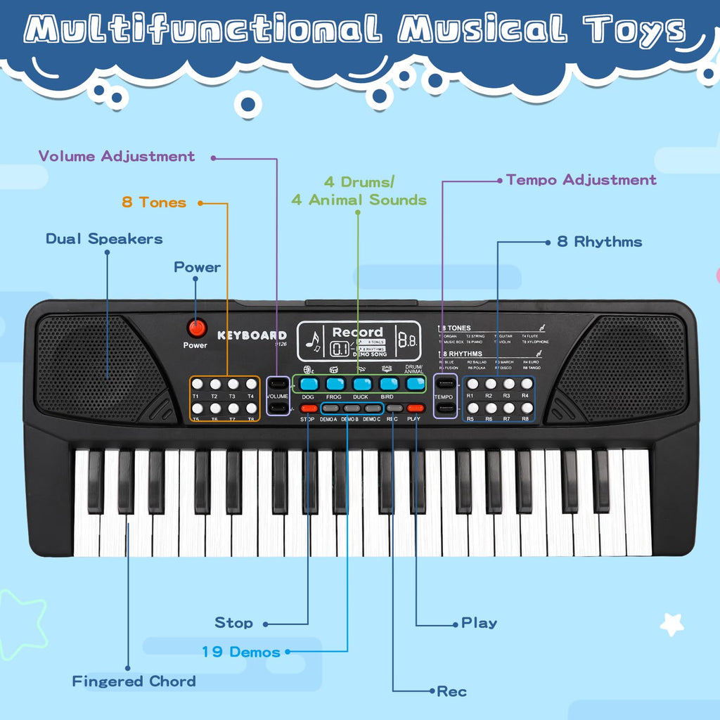 M SANMERSEN beginner music keyboard highlighting the textured wood grain keys styling