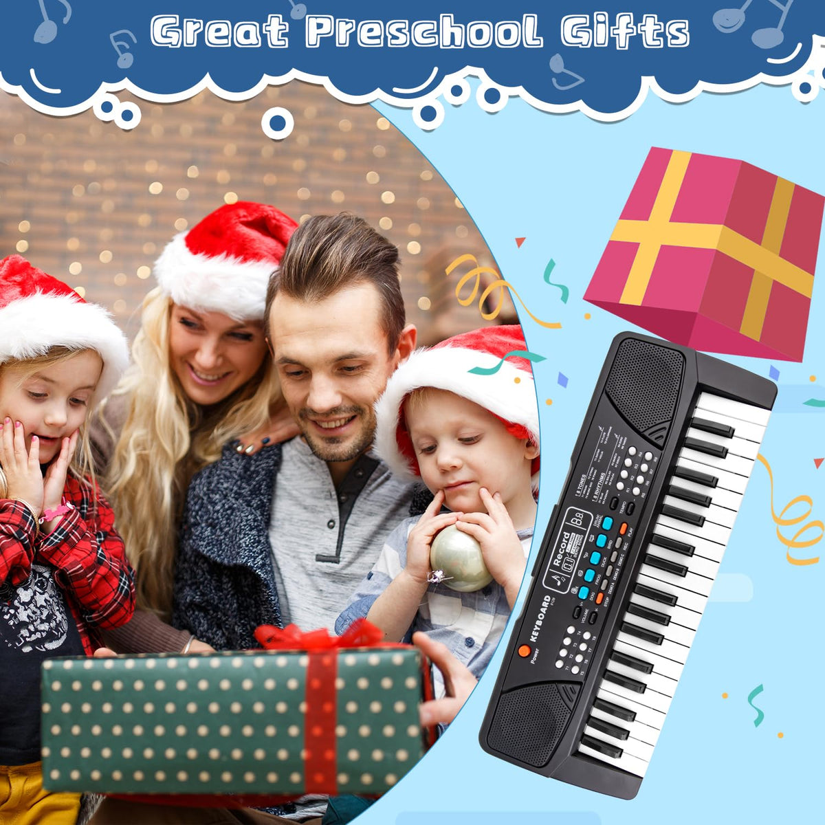 M SANMERSEN kids portable piano showing recording function interface buttons mapping
