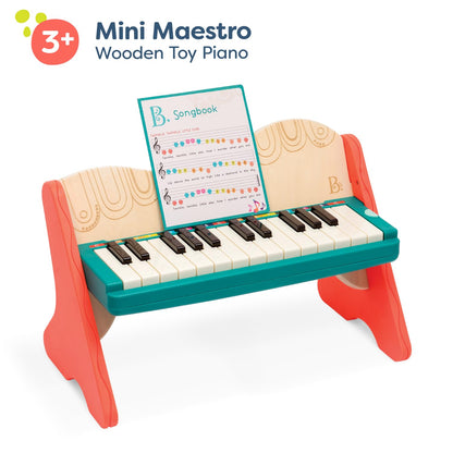 B. toys mini maestro piano base view showing the safety battery compartment and main power switch