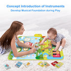 Folded Foki musical play mat demonstrating its portable and compact travel friendly design