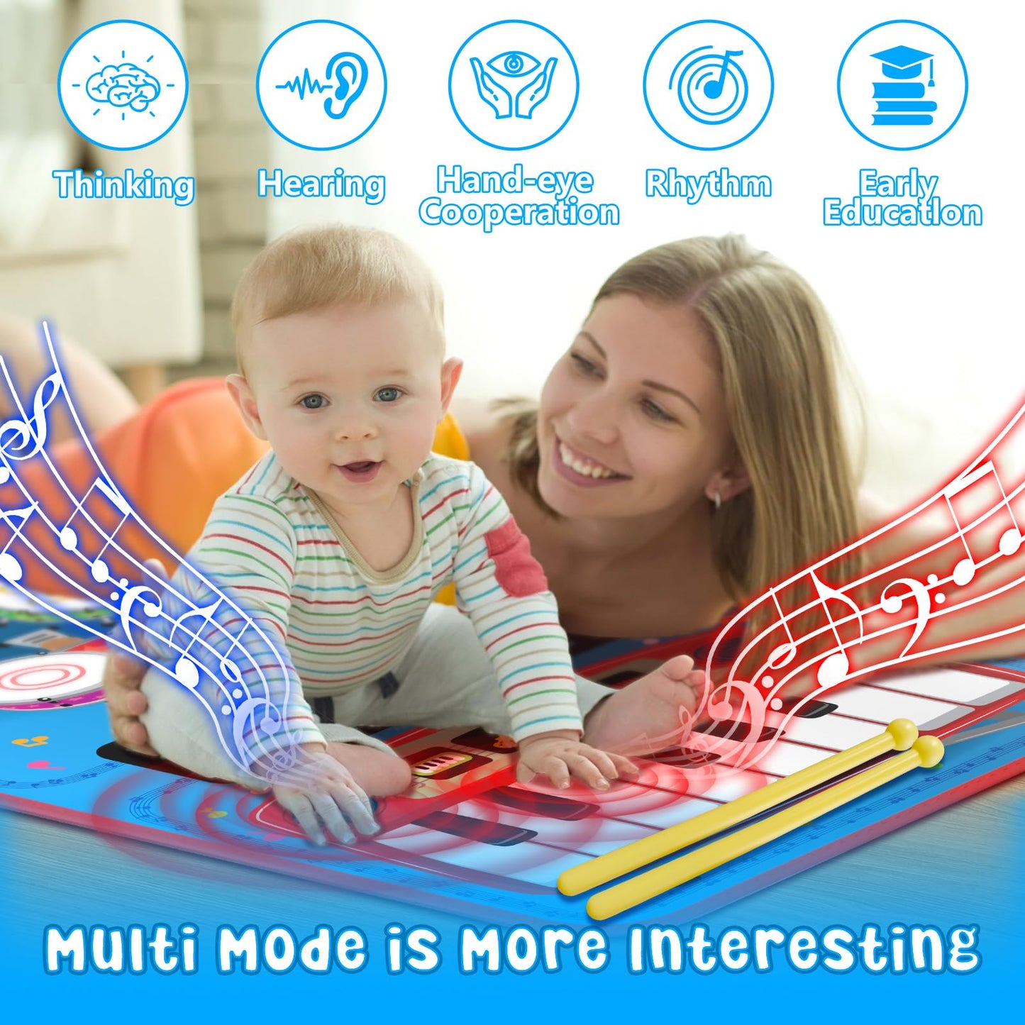 Toddler educational mat folded neatly to demonstrate portable and lightweight features for family travel