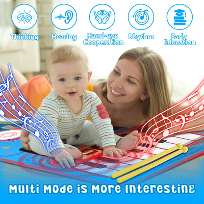 Toddler educational mat folded neatly to demonstrate portable and lightweight features for family travel