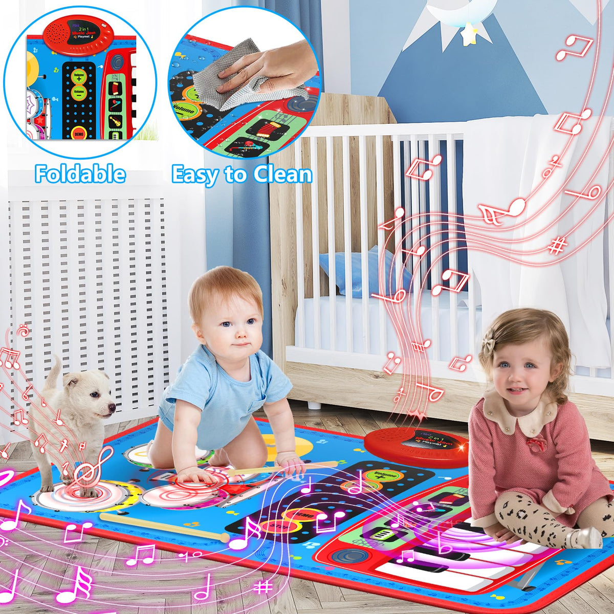 Full layout view of the premium imported interactive floor toy spread across a playroom floor ready for sensory play