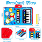 Soft and foldable two in one piano drum play mat for early childhood coordination training.