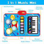 Aitbay early learning educational sensory mat showing six distinct instrument icons.