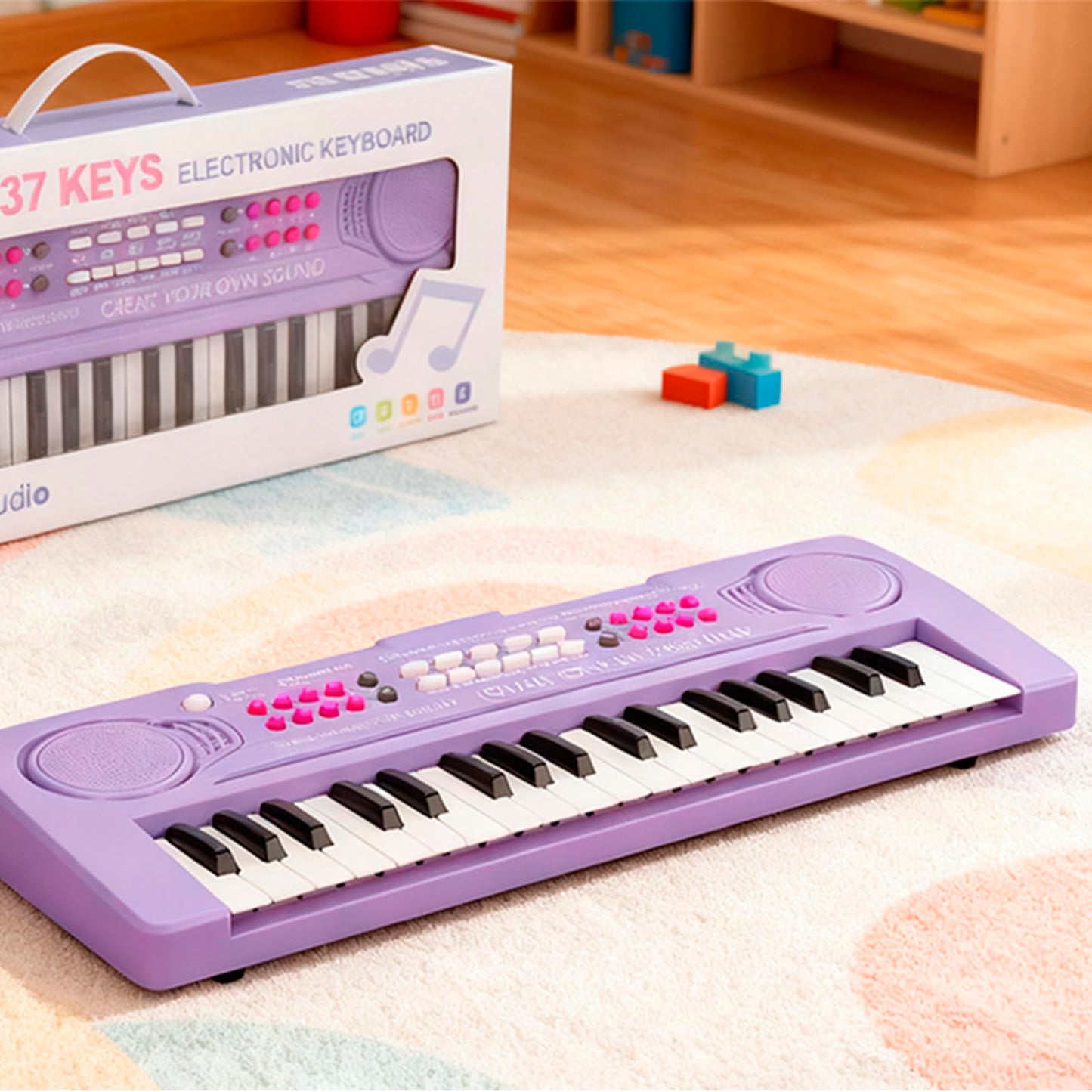 BIGFUN thirty-seven keys kids electronic toy with attached mini microphone.