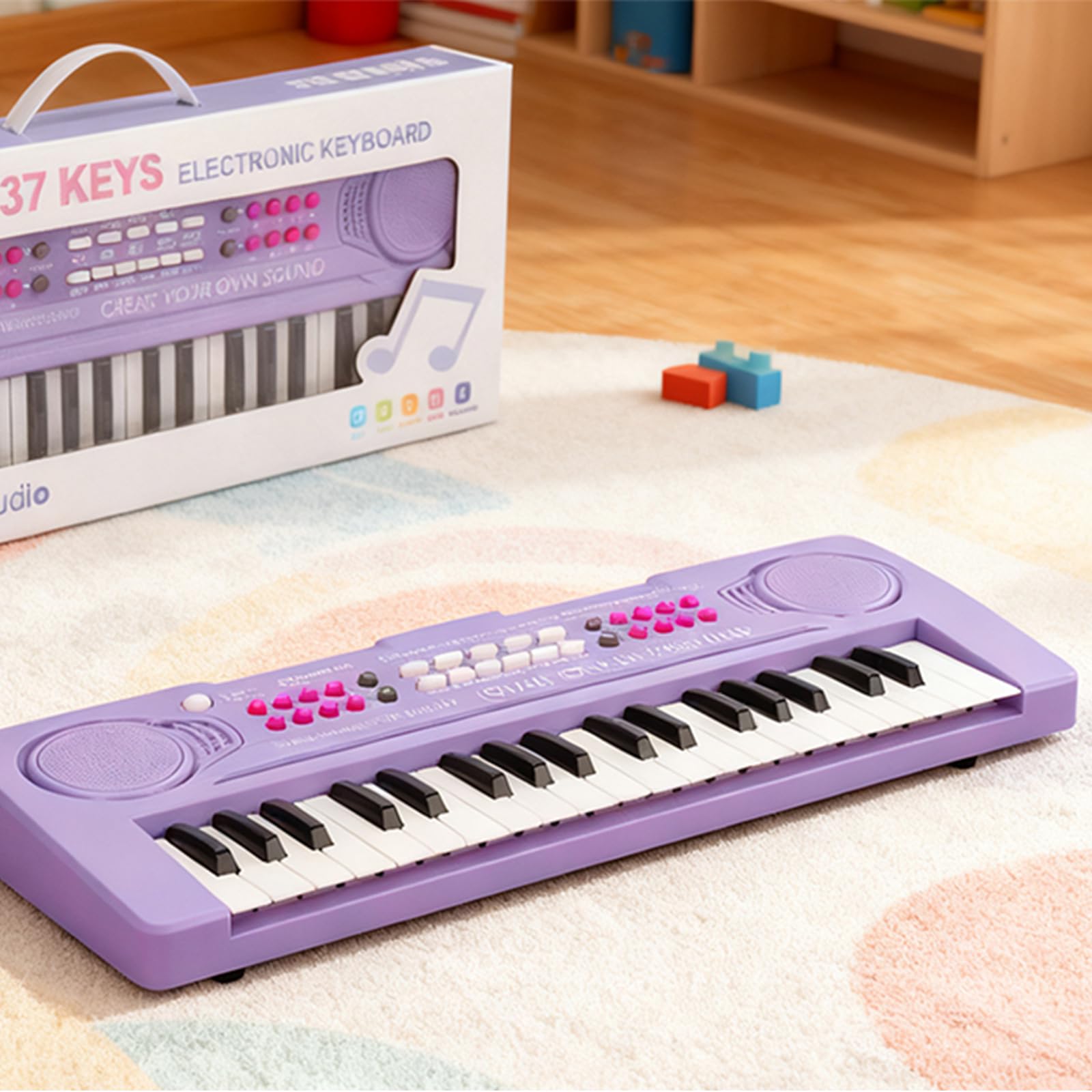 BIGFUN thirty-seven keys kids electronic toy with attached mini microphone.