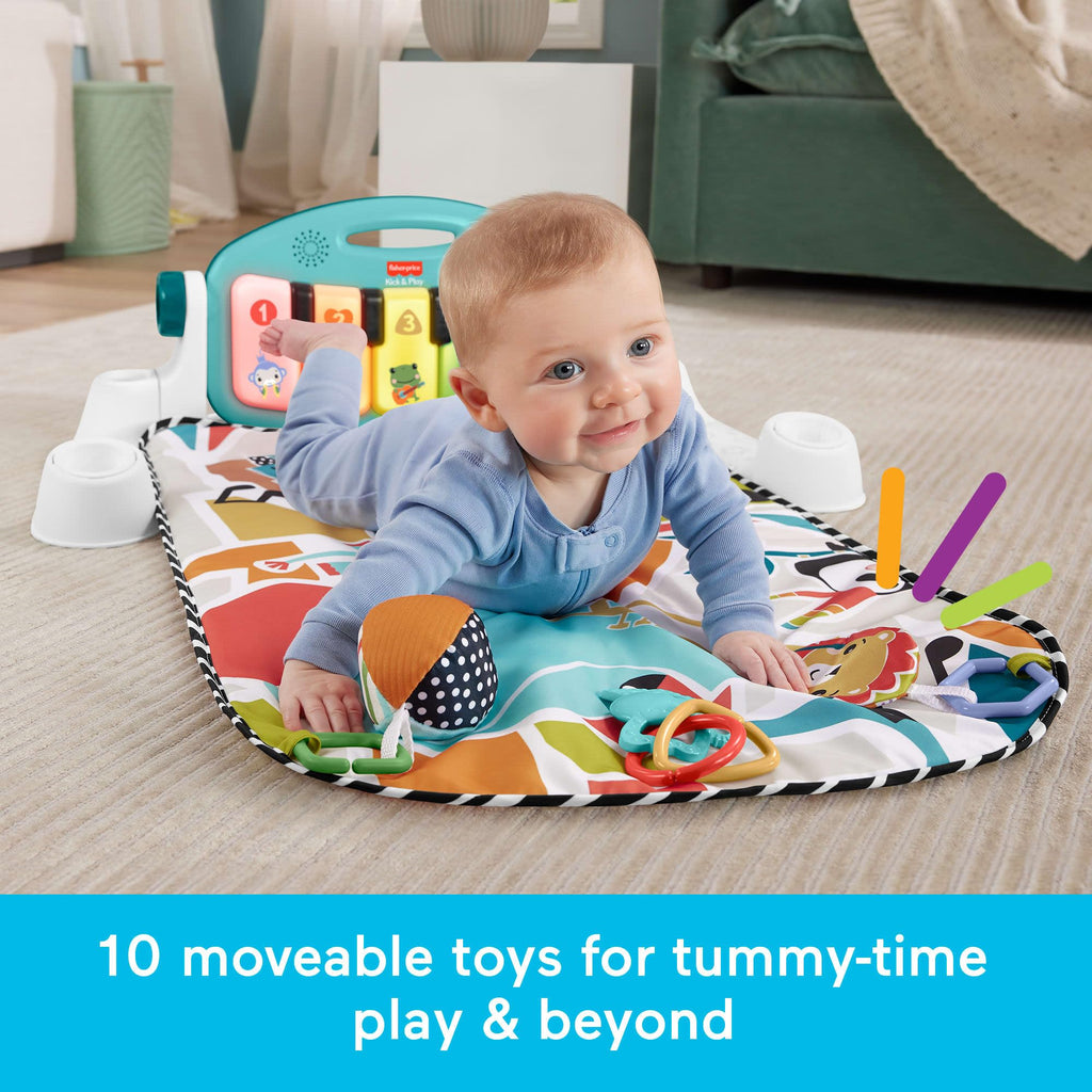 Detachable musical piano unit with five light-up keys for toddler take-along play.