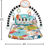Close-up view of the linkable sensory rattles and self-discovery mirror accessories.
