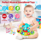 Witalent infant educational keyboard featuring the turning trunk and spinning ball mechanical activities.