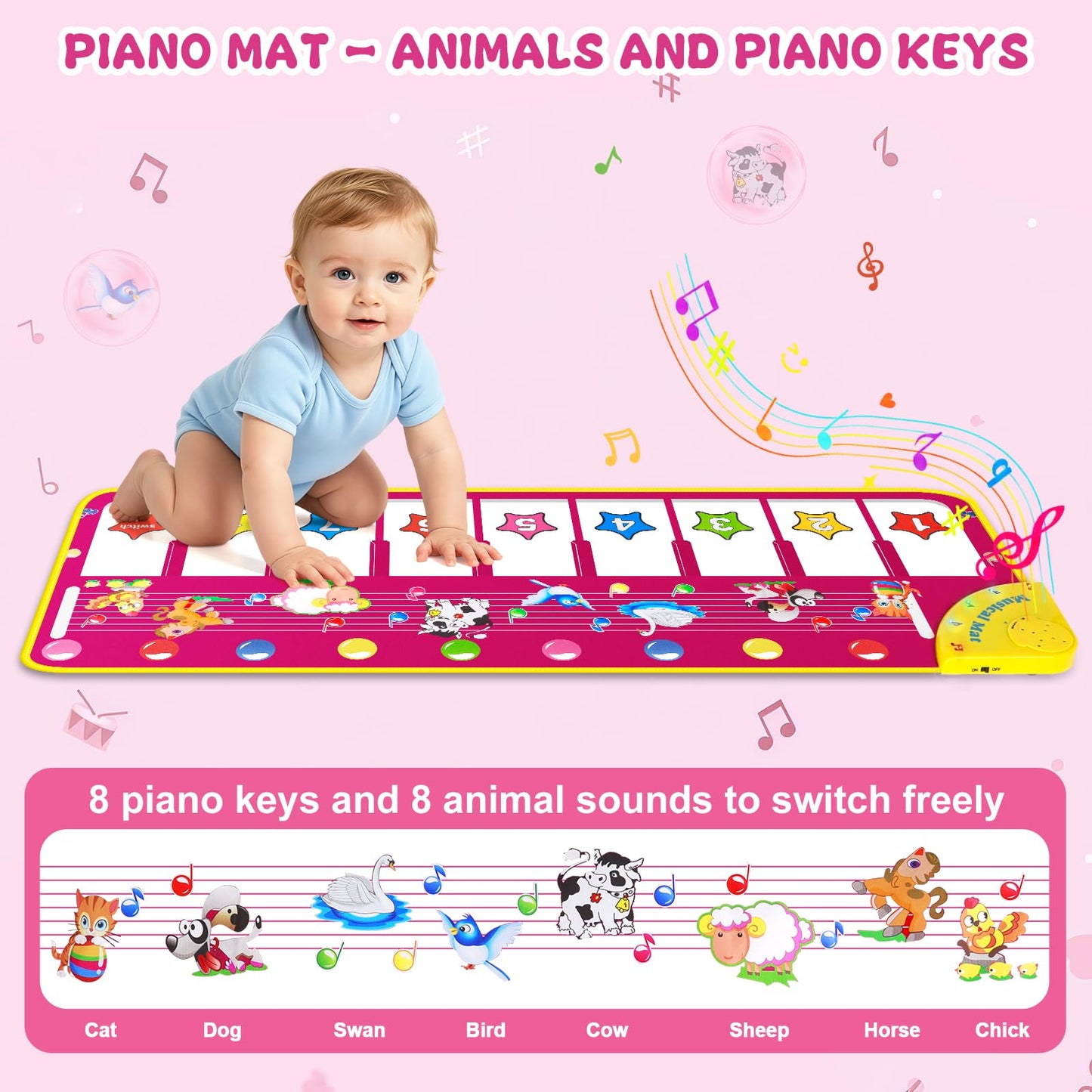 M SANMERSEN interactive touch blanket showing children stepping on the keys