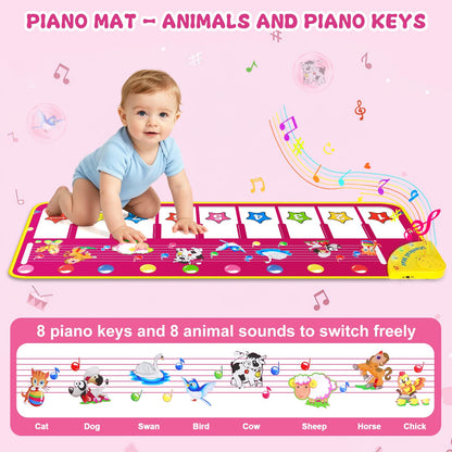M SANMERSEN interactive touch blanket showing children stepping on the keys