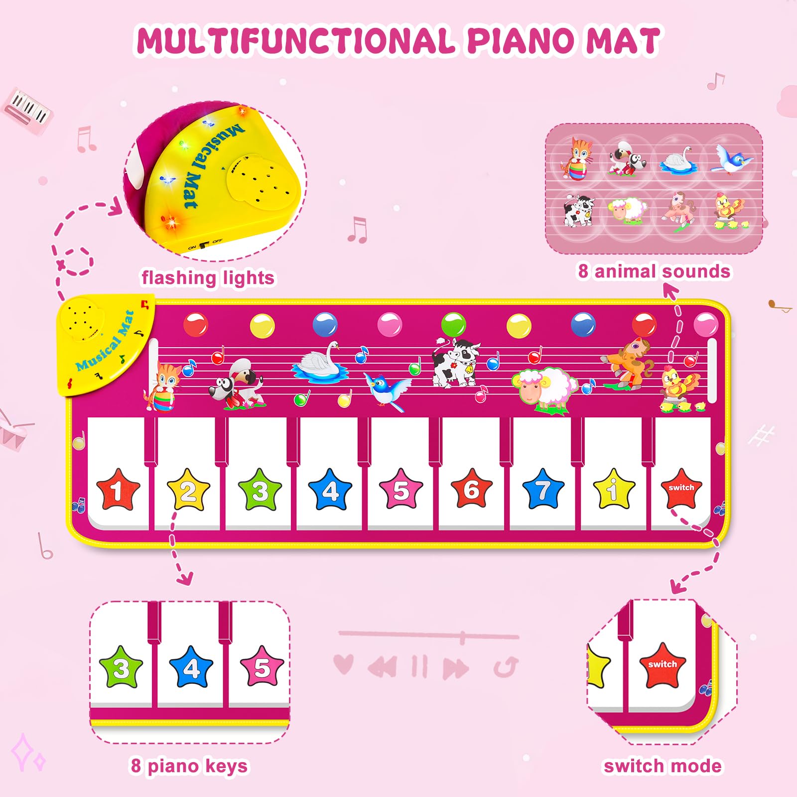 M SANMERSEN toddler musical mat folded neatly to demonstrate portable travel storage