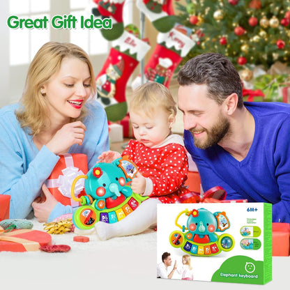 Side view of the premium ABS plastic elephant music toy showcasing the rounded edges and safe design.