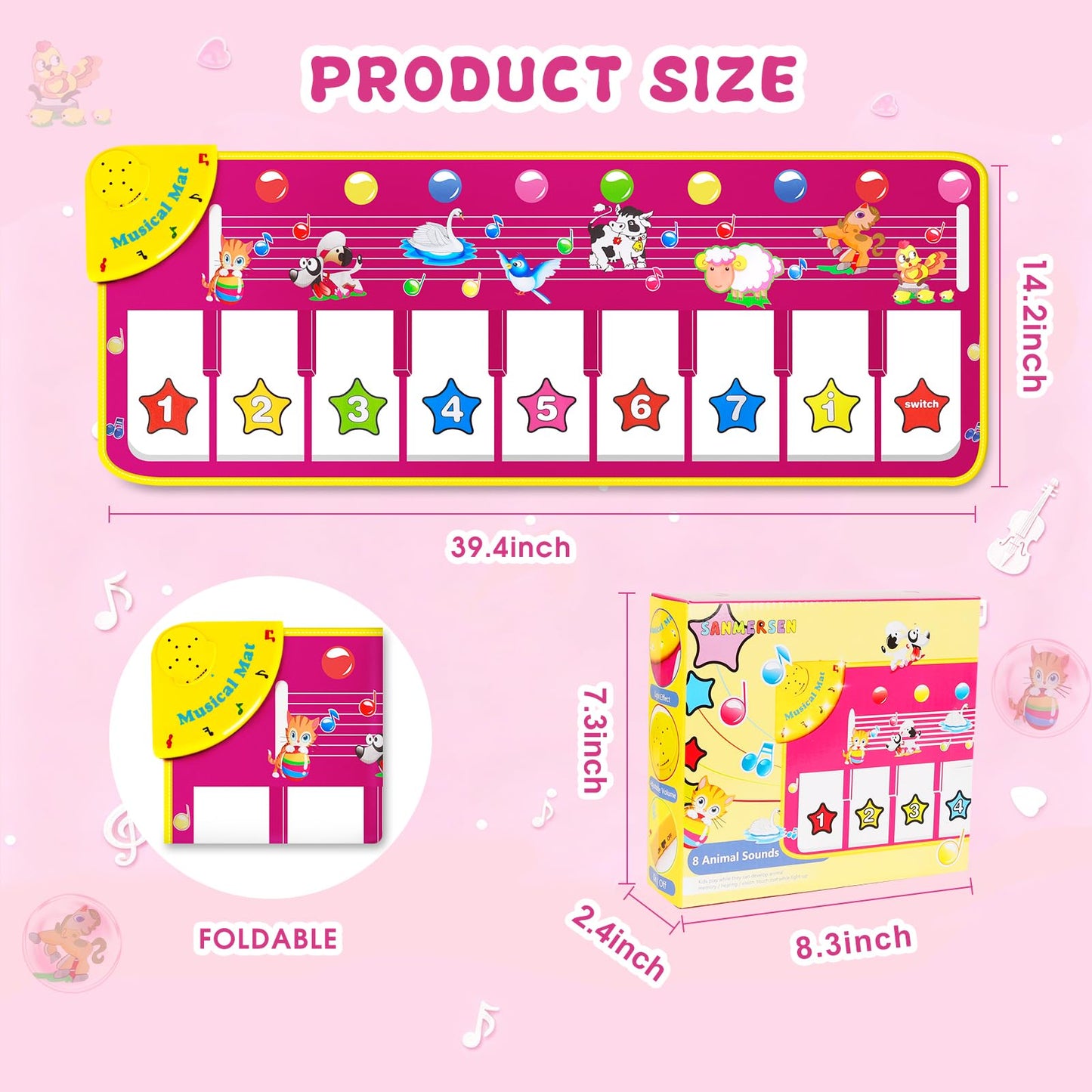 M SANMERSEN purple play mat showcasing the battery compartment back panel view