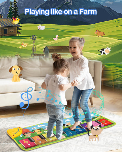Folded Foki toddler piano blanket illustrating portable travel size design