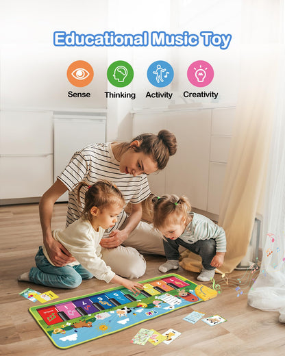 Foki educational musical mat showing the safe battery box enclosure compartment