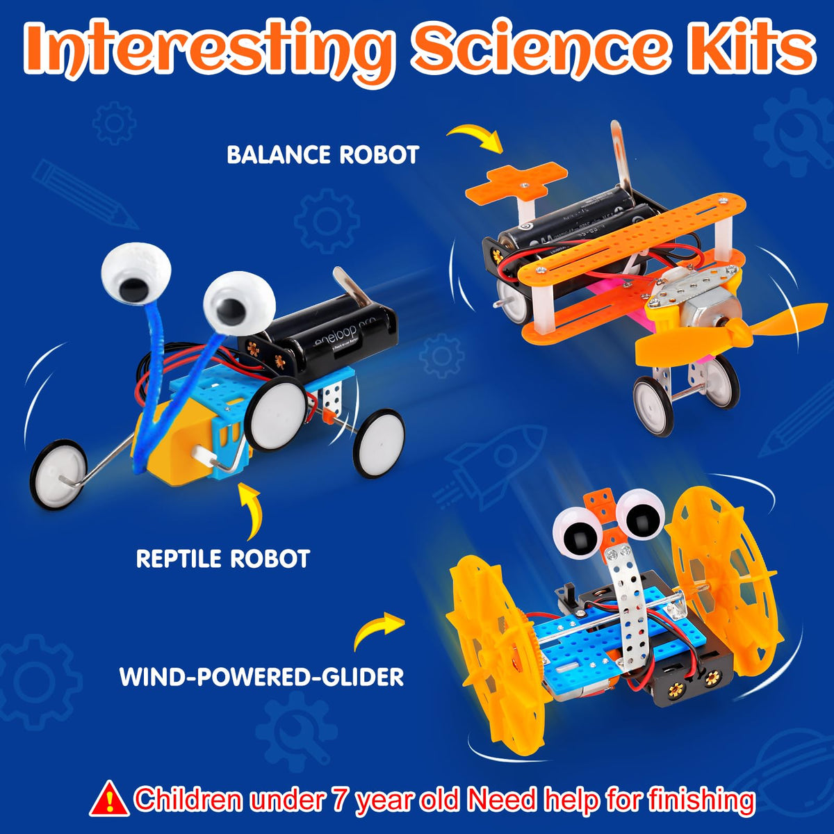 Close-up of the non-toxic plastic components, miniature screwdriver, and gear wheels included in the package.