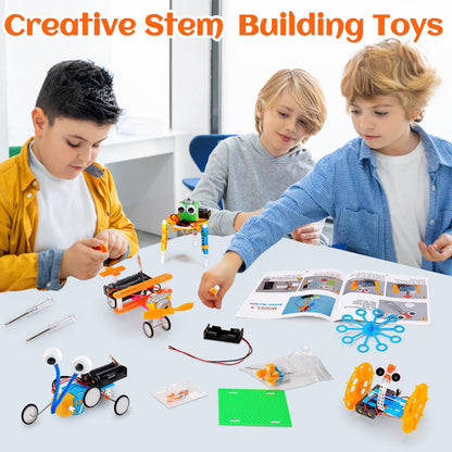 Six separate individually wrapped robot project sets displayed side by side.