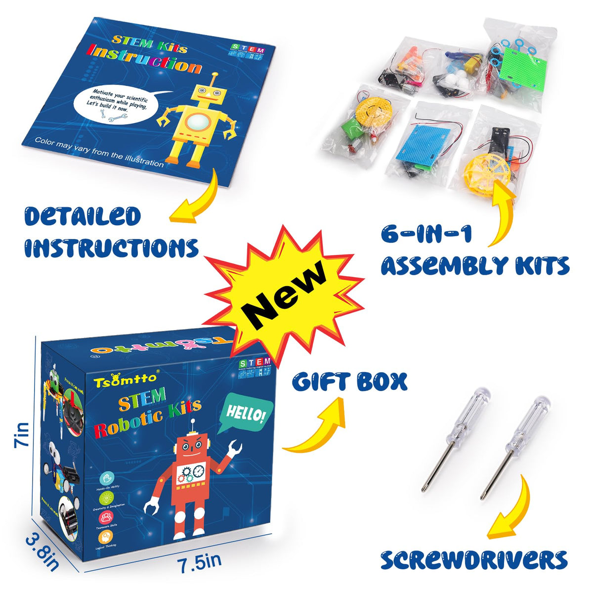 Beautifully designed educational gift box packaging for the Tsomtto electronic building toy.