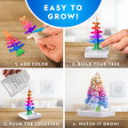 Kids coloring the paper tree branches with pink and purple watercolor pens