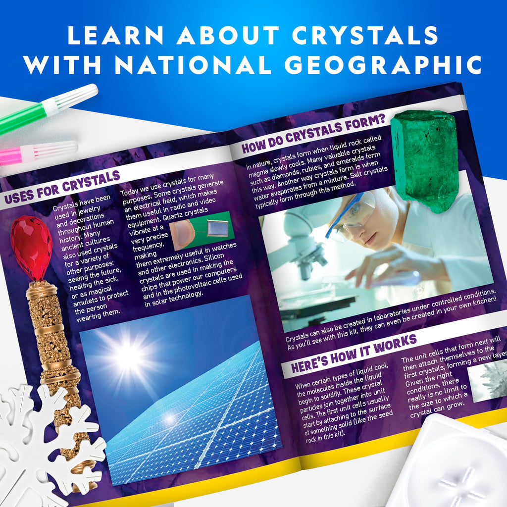 Full color educational STEM learning guide open showing geological facts