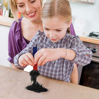 Educational STEM experiment kit displaying iron shavings aligning around horseshoe and bar magnets
