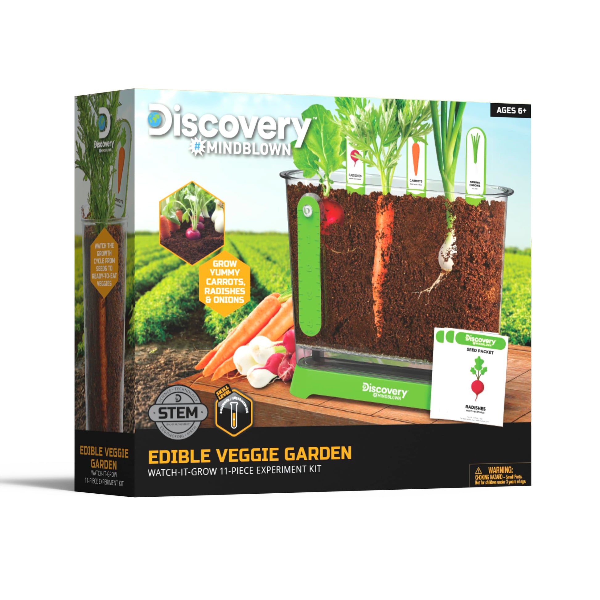 Side view of the imported Discovery Mindblown edible garden setup sitting on a sunny windowsill