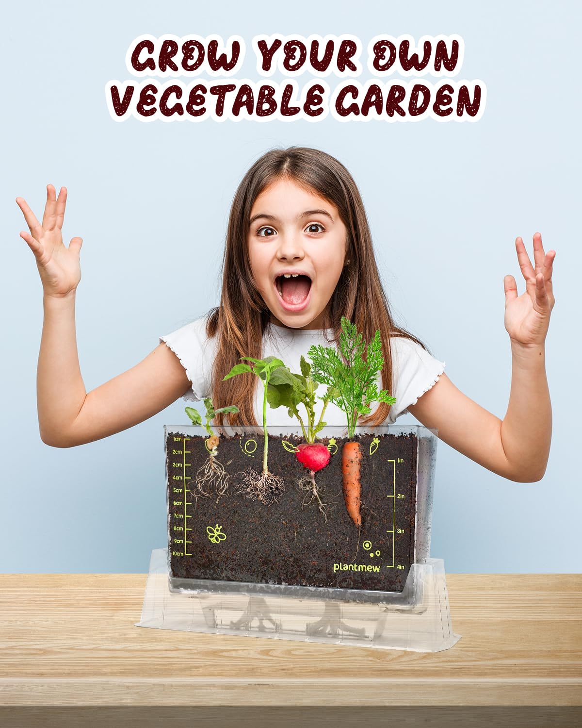 PLANTMEW home botany lab kit with nutrient rich soil and colorful customized name tags