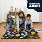 Educational astronomy kit packaging reference guide with dwarf planets and English name labels