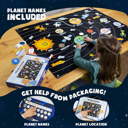Close up of soft felt figures including Pluto Ceres and spaceships for tactile learning