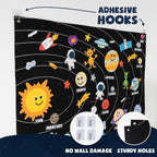 Complete universe toy kit box contents showcasing sixty one adhesive pieces and wall hooks