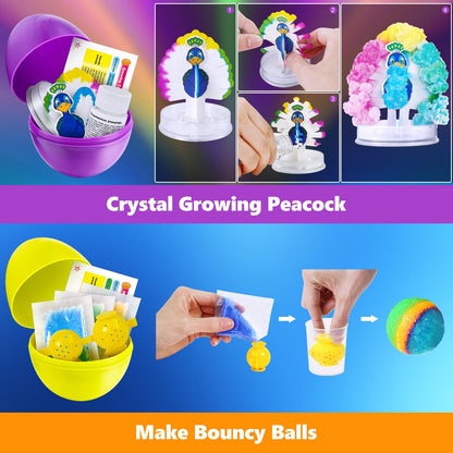 Step by step illustrated manual page explaining how kids can create instant fake snow