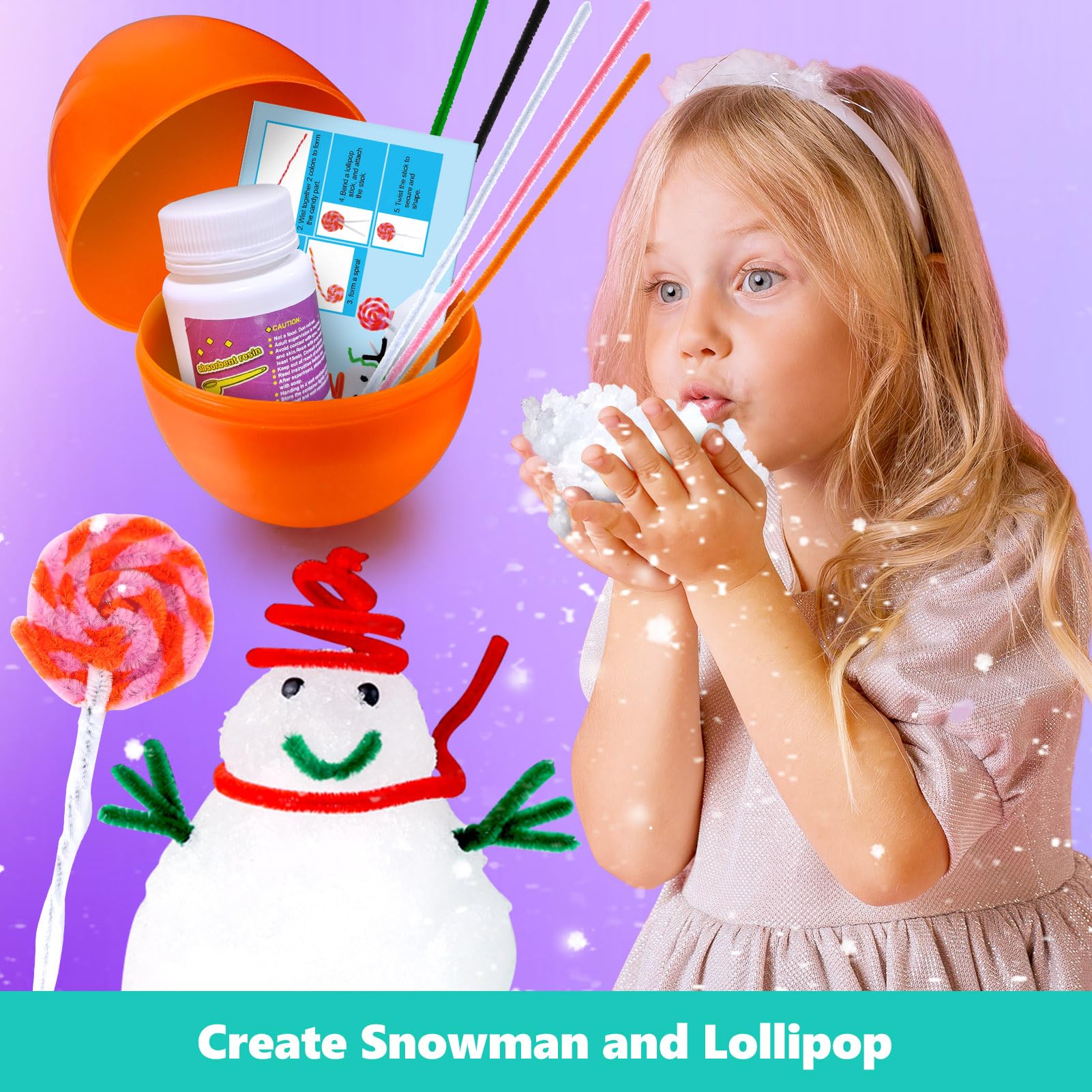 Children hands molding water repellent magic play sand from the educational activity kit