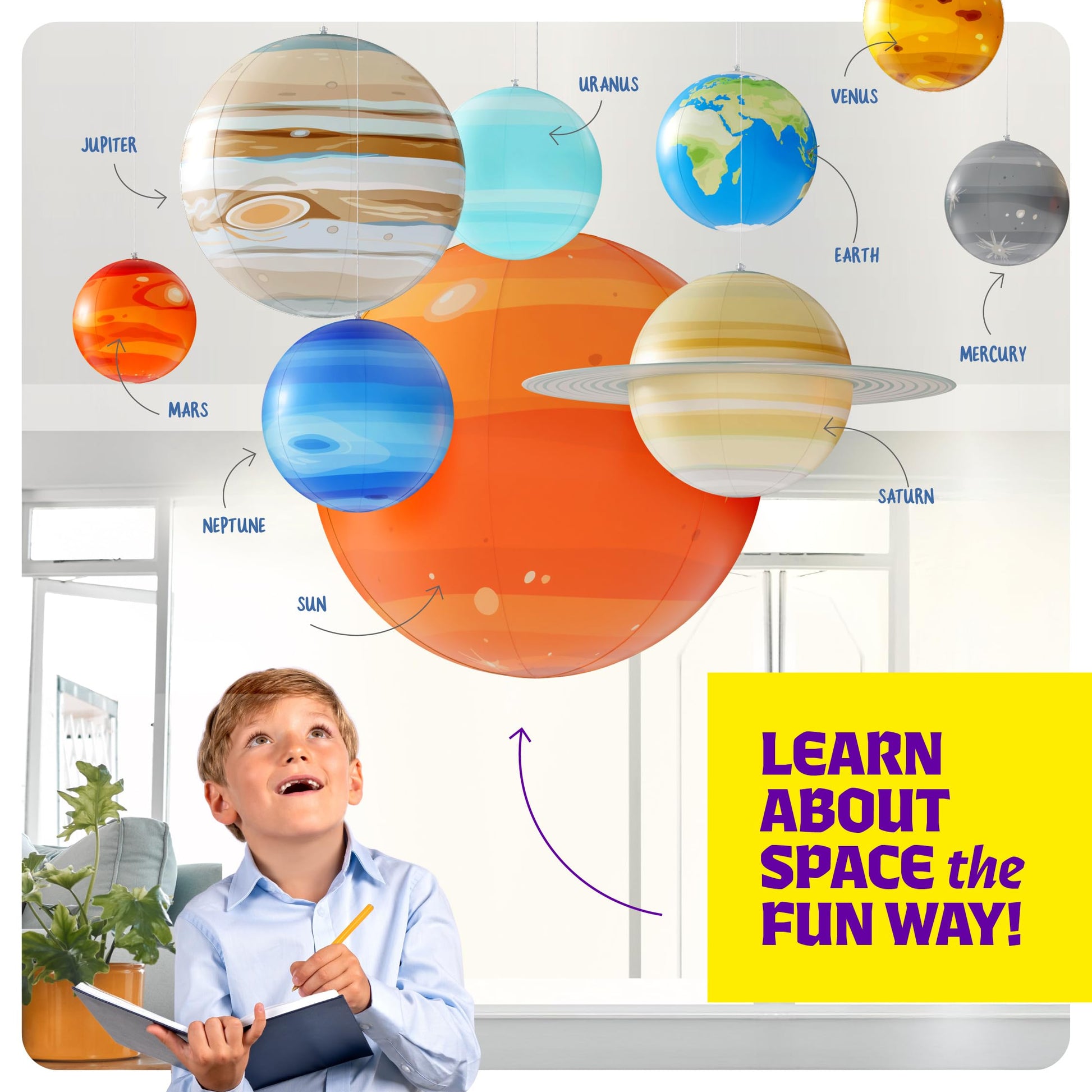 Close-up view of the educational galaxy learning cards included with the solar system toys.