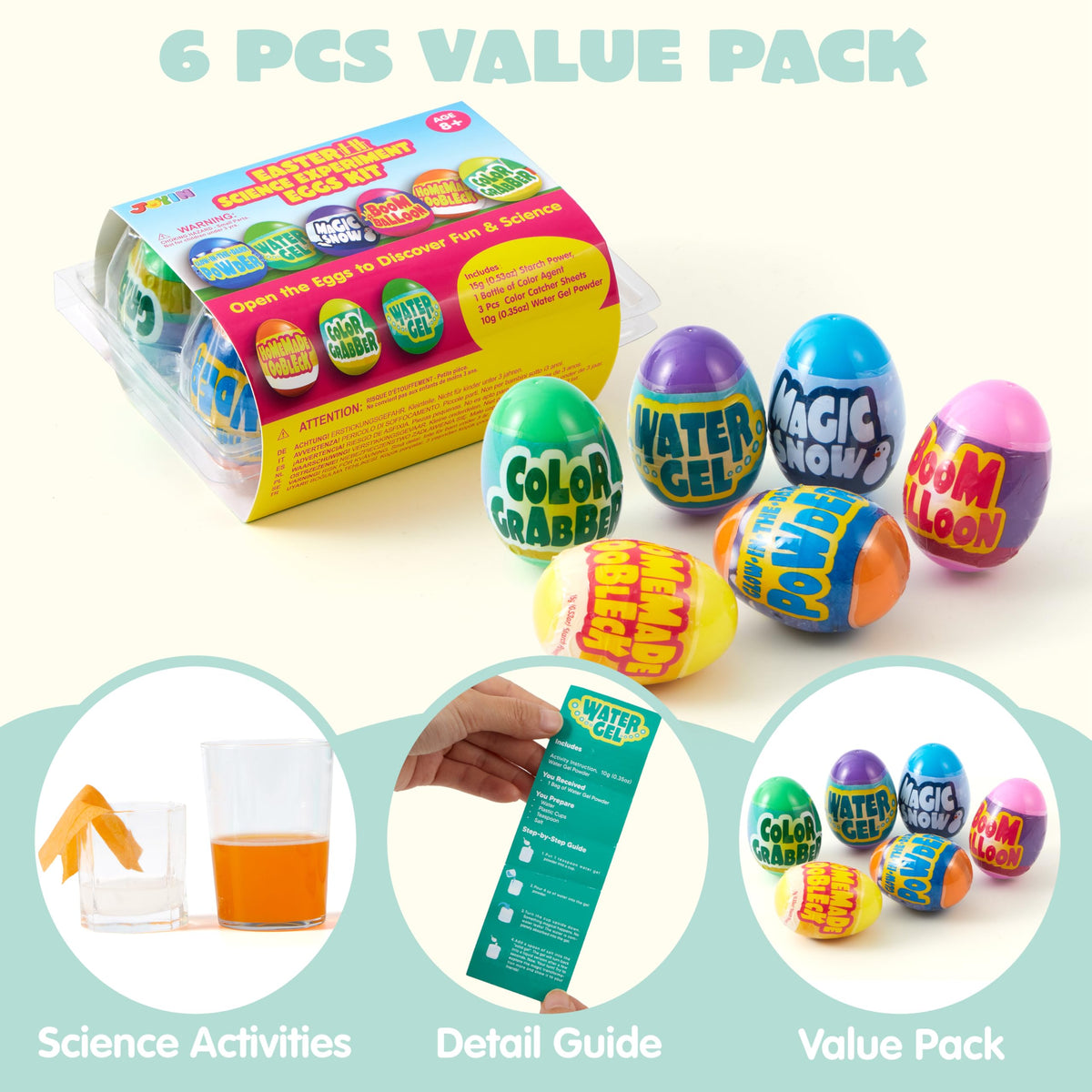 Magic snow and water gel powder science materials inside opened toy egg