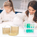 Close up view of the clear factory fresh pre poured LB agar plates for student biology experiments