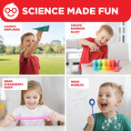 Open pages of the fully illustrated step by step instruction manual for the STEM experiment kit