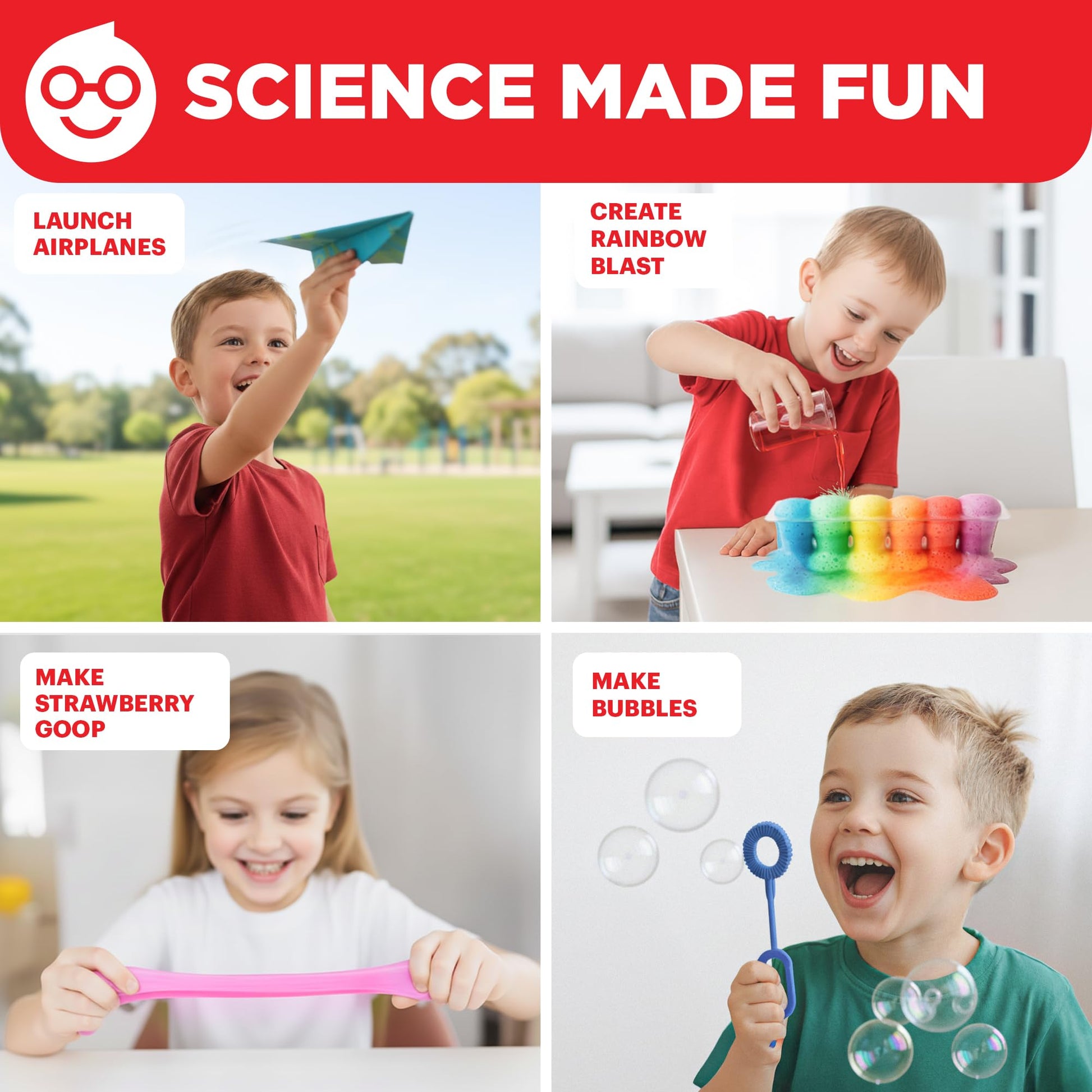 Open pages of the fully illustrated step by step instruction manual for the STEM experiment kit