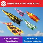 Assembled wooden paper airplane launcher mechanism with rubber bands installed for firing.