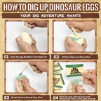 Soaking stone like plaster dinosaur eggs in water container before digging