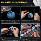 The complete GobiDex Solar System Science Kit contents including three planet blocks and five digging tools.