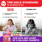 Kid friendly safety goggles and laboratory tools included in the authentic USA imported science set.