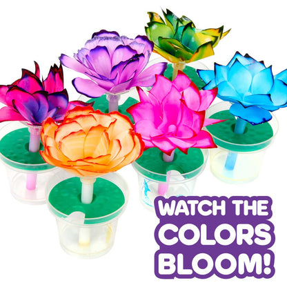 Assembled paper flowers showing capillary action drawing ink up the petals
