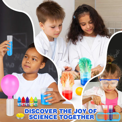 Rainbow rain and liquid density experiment setup using the graduated measuring beakers and syringes.