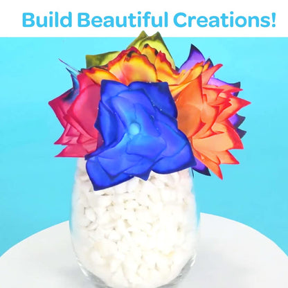 Vibrant color changing paper bouquet created from the Crayola art kit