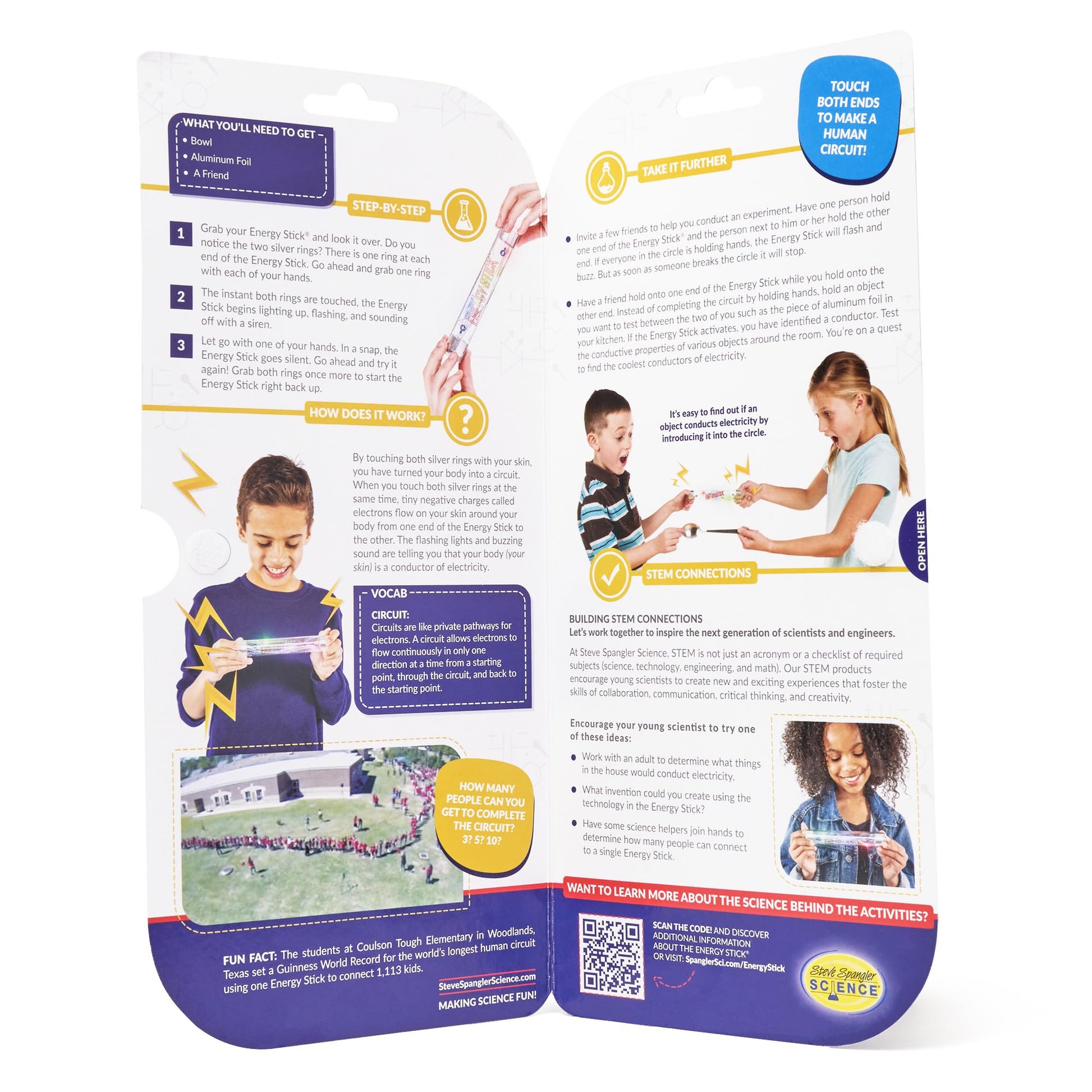 Steve Spangler Science Energy Stick packaging displaying the official USA imported STEM logo