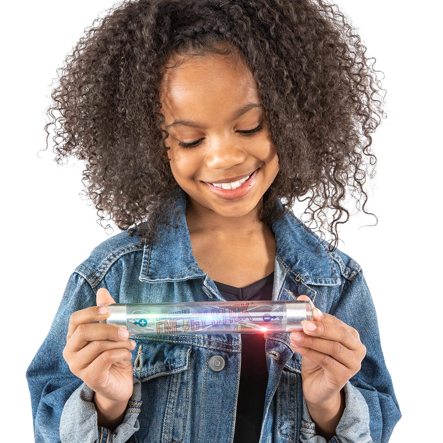 A single student holding both ends of the conductivity rod to demonstrate an open and closed electrical circuit